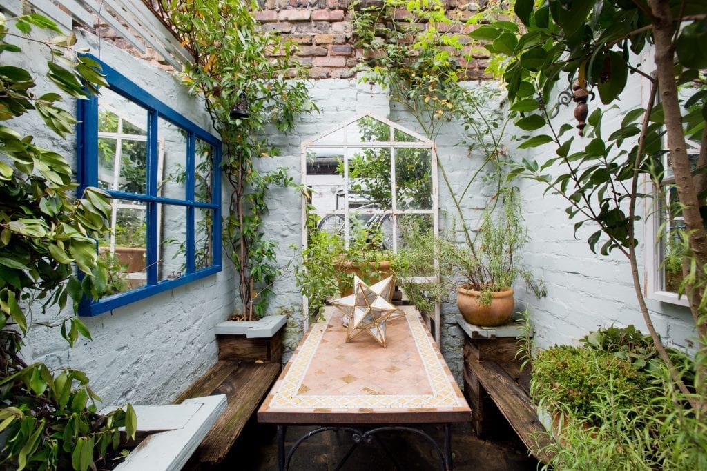 An outdoor common area in a London listing on Airbnb. A study found that most lists on Airbnb in the UK were from hosts who have multiple listings.