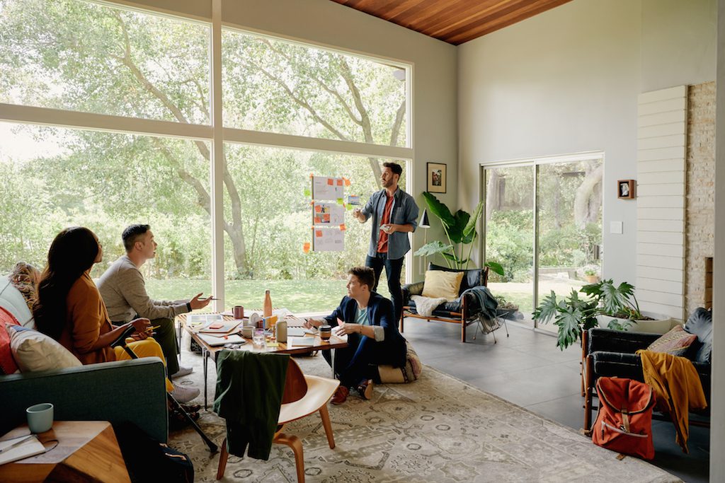 This is a file photo of a Pasadena, California house that was listed on Airbnb and used as a meeting space pre-pandemic. Airbnb is doing a stock split for existing investors.