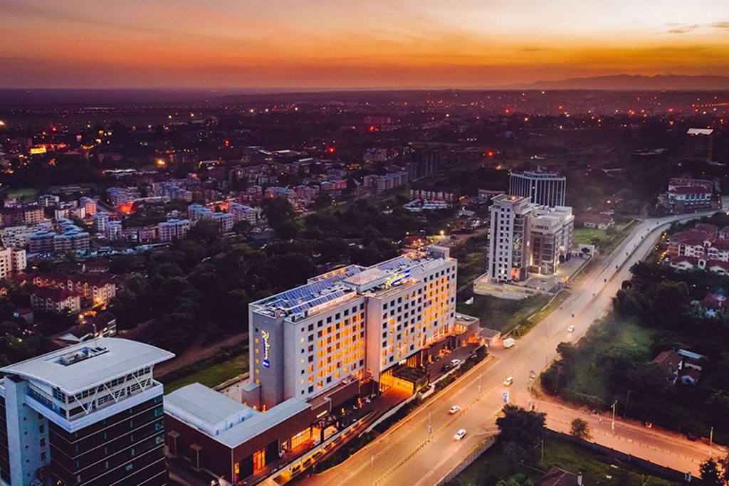 The Radisson Blu Hotel in Nairobi Upper Hill. Downtown Nairobi is beginning to recover from a terrorist attack that killed 21.