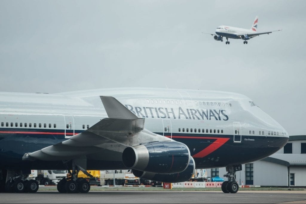 A British Airways 747 in Landor livery arrives at London Heathrow on 09 March 2019. Parent company IAG is worried about spiralling costs associated with a new runway at Heathrow.