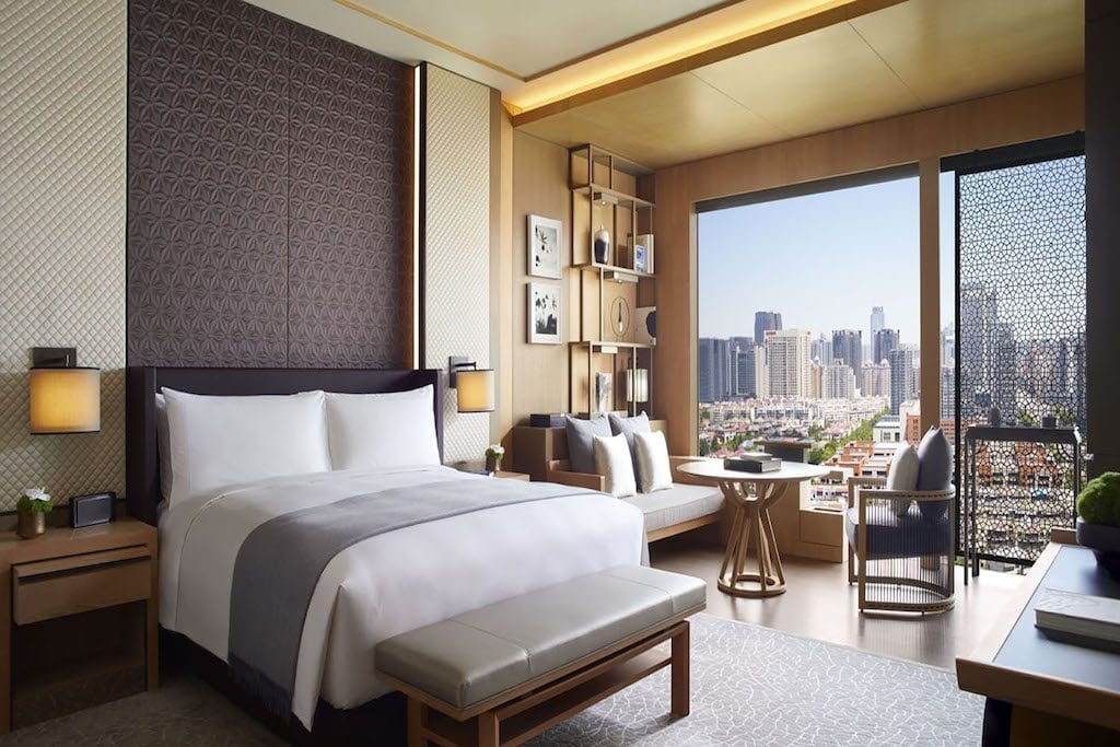 Shown here is a deluxe room at the Ritz-Carlton Xi'an in China. RevPAR in the country increased 2.6 percent, Marriott reported Tuesday.