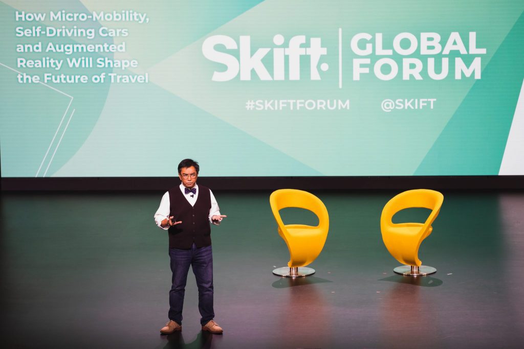 Avid Budget Group Chief Innovation Officer Arthur Orduña speaking at Skift Global Forum 2019 in New York City on Sept. 18, 2019. 