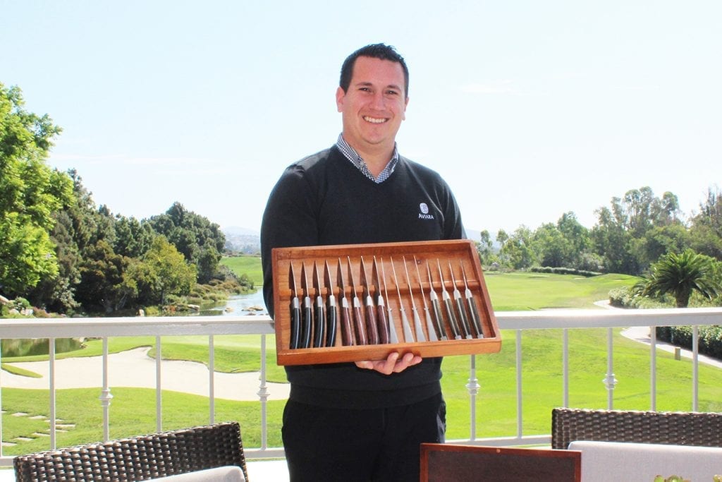 Nathan Brown, director of food and beverage for Park Hyatt Aviara in San Diego, took on the role of the Master Steak Knife Concierge at the hotel's The Argyle Steakhouse in 2016. 