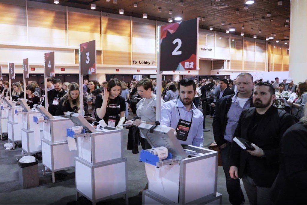 Event attendees use Zenus facial recognition software to check in.