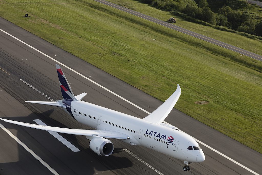 A Latam Airlines Boeing 787 aircraft. Delta Air Lines is buying 20 percent of the airline.