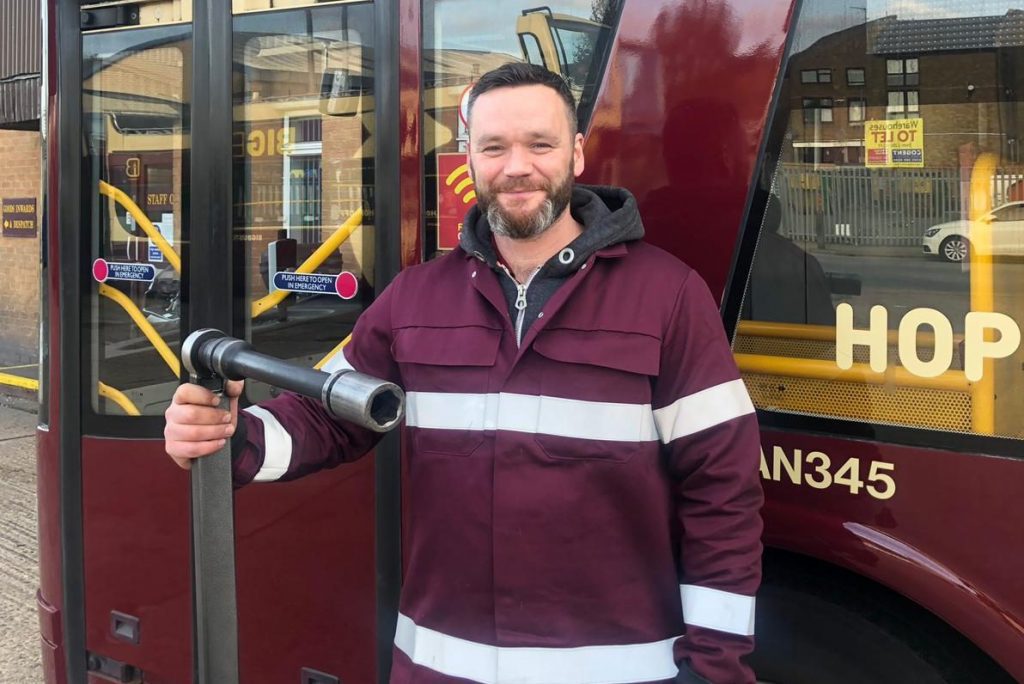 Rory Budge an engineer at Big Bus Tours. Budge's interest in mechanics began asa child.