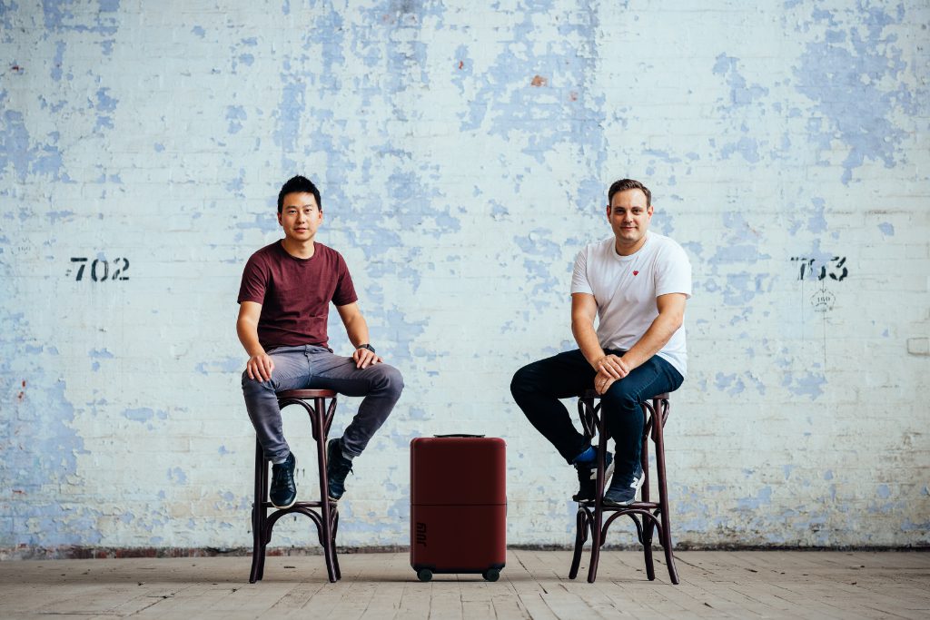 From left: Shown here are the co-founders, Richard Li and Athan Didaskalou of Melbourne-based luggage maker July, which was one of several travel startups that announced collectively more than $21 million in funding this week.