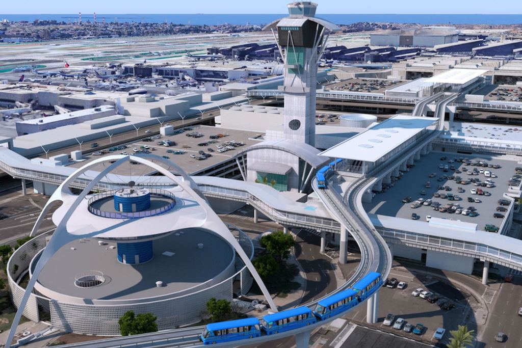 A rendering of the new automated people mover at Los Angeles International Airport.