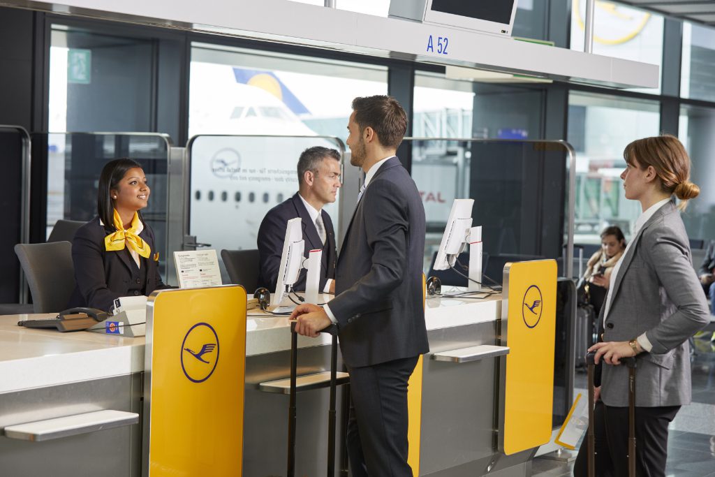 Passengers at a boarding gate at Frankfurt airport in a photo take in 2017. Lufthansa is one of the airlines distributing airfares via Duffel, a new travel technology distribution service. Duffel, a company that helps airlines sell their tickets, has quietly amassed more venture capital funding than all other next-generation airline distribution startups.