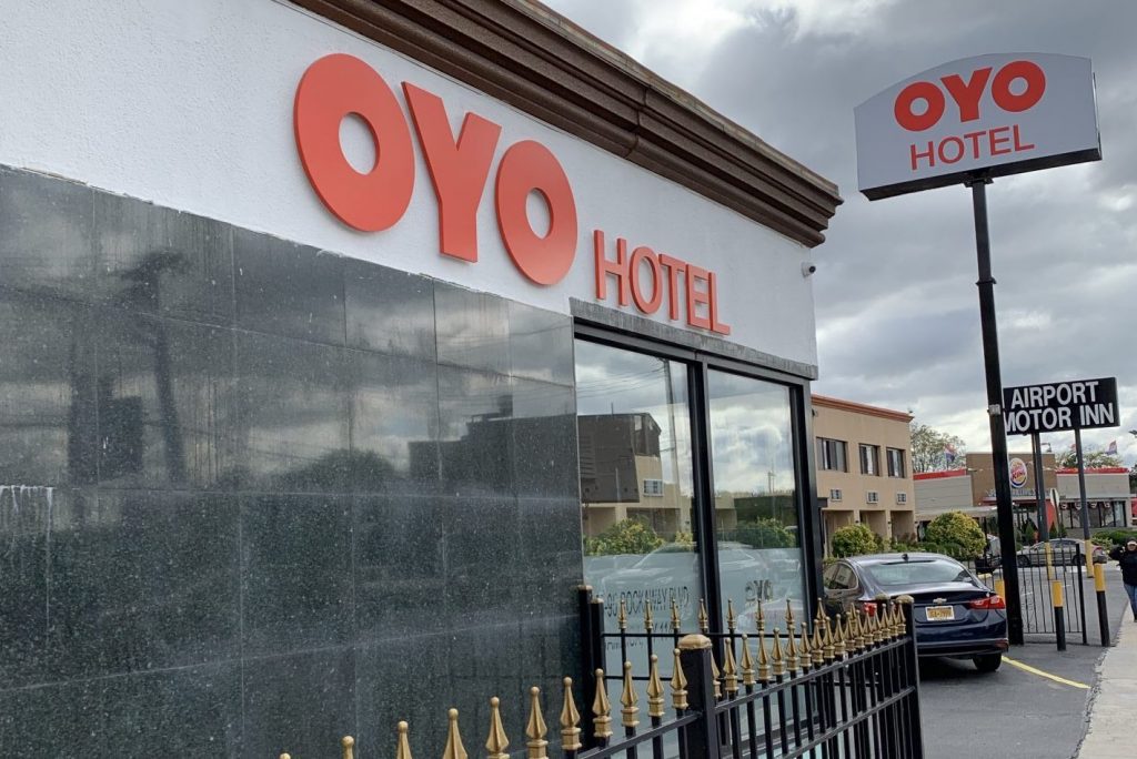 An exterior view of the first Oyo-branded hotel in New York City, the Oyo Hotel JFK Airport in Queens, New York. Property execs says Oyo's technology doesn't work as promised.