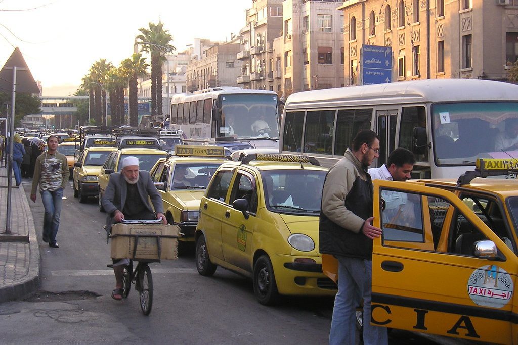 A busy street in Syria.