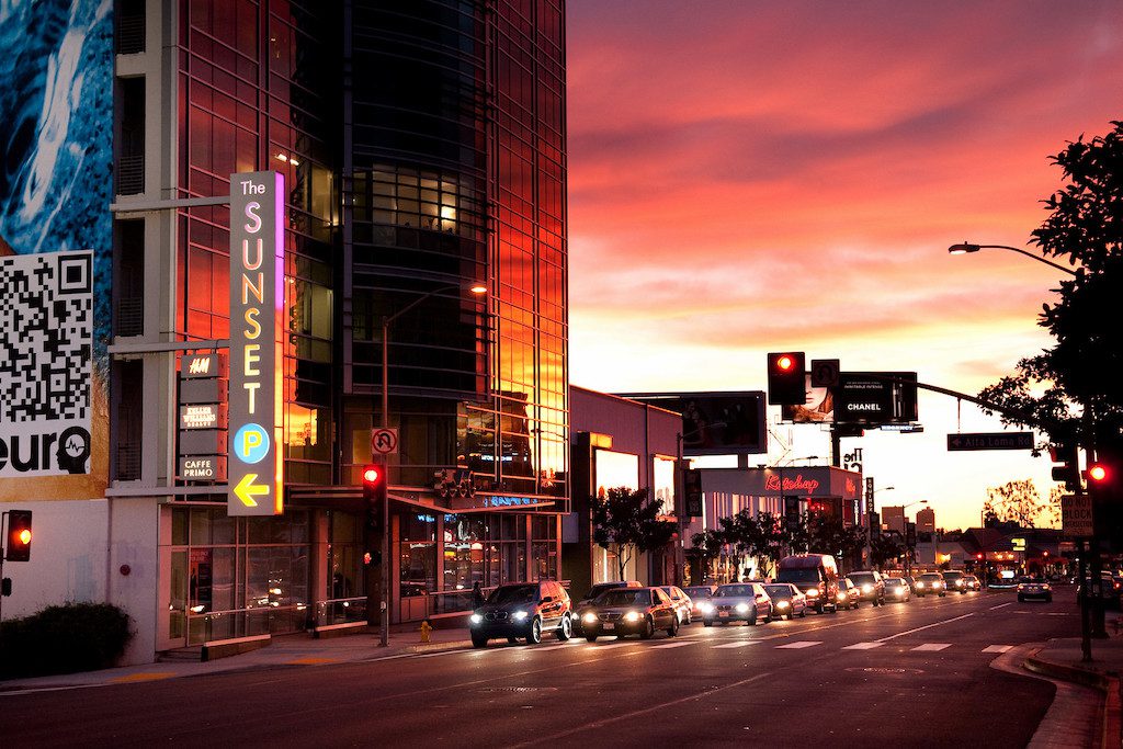 Sunset Boulevard in Los Angeles, CA. 