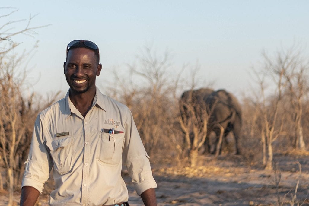 An unidentified worker at Linyanti Bush Camp on the border of Botswana’s Chobe National Park. As part of African Bush Camps, Linyanti donates profits from safaris to local communities. Through its foundation, it also supports health care initiatives and local schools.