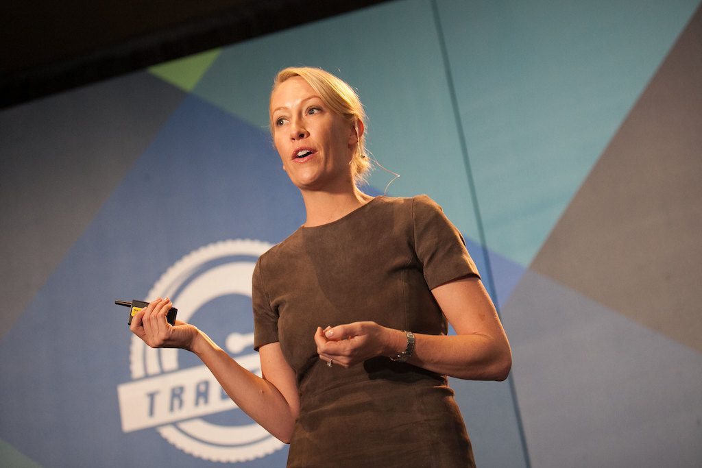 Eventbrite co-founder and CEO Julia Hartz speaks at the 2015 Traction conference in San Francisco. 