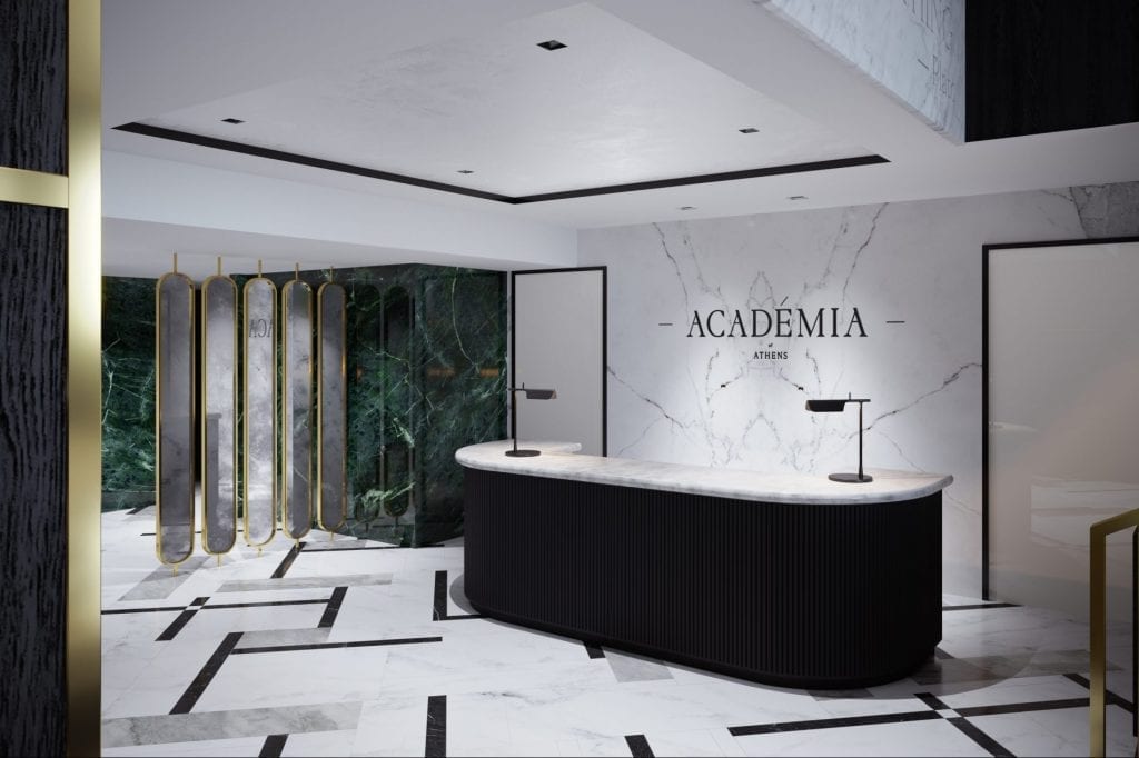 With its use of marble, glass, and metal, the Academia of Athens, part of Marriott's Autograph Collection, might be perceived as a cool environment, which telegraphs luxury.