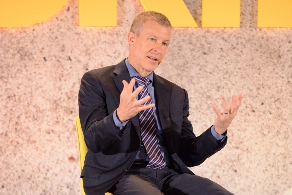 Scott Kirby speaks at Skift Forum Asia in Singapore on May 27, 2019. 