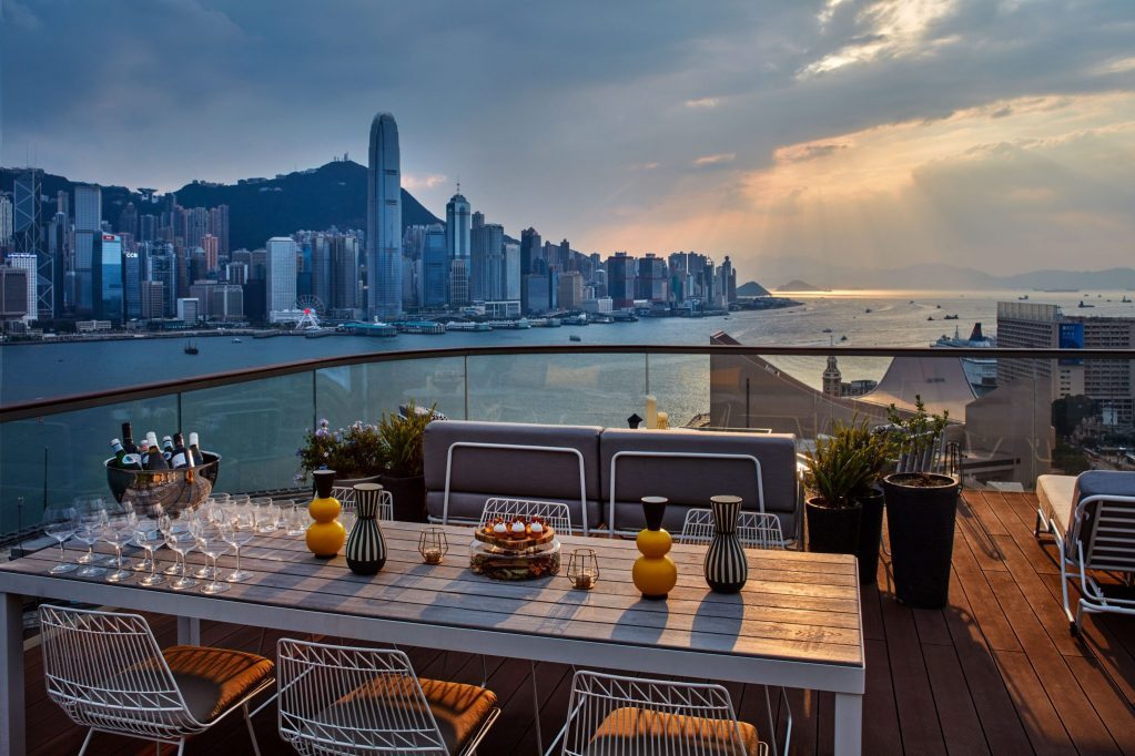 K11 Artus Specialty Suite features a private fully-furnished sundeck offering spectacular views of the Hong Kong skyline.
