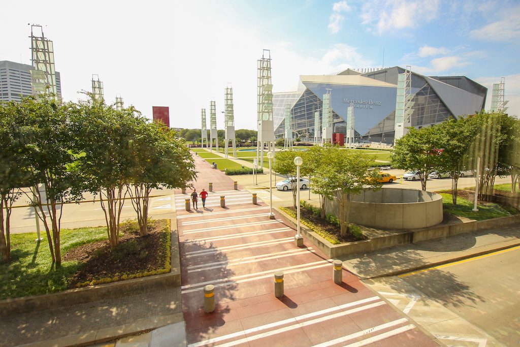 An outside shot of the Georgia World Congress Center in Atlanta, Georgia. 