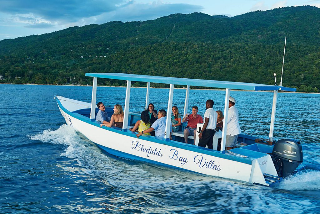 Shown here is a sunset cruise at Bluefields Bay in Jamaica. The property elevates the concept of the all-inclusive resort.