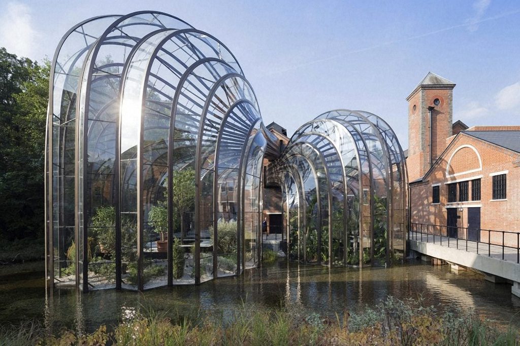 The former paper mill Laverstoke Mill distillery located on the River Test in Laverstoke, southern England, in 2015. It  hosted over 100,000 visitors per year at the Bombay Sapphire gin distillery. The UK is now considering loosening tourism rules.