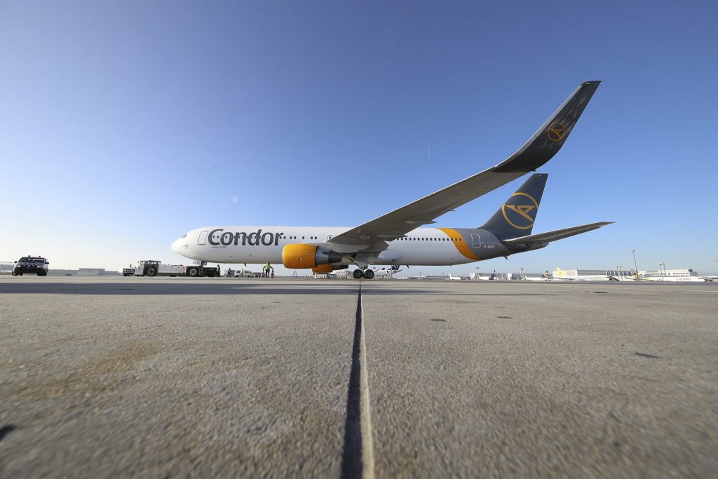 A Condor Boeing 767. LOT is buying the airline.