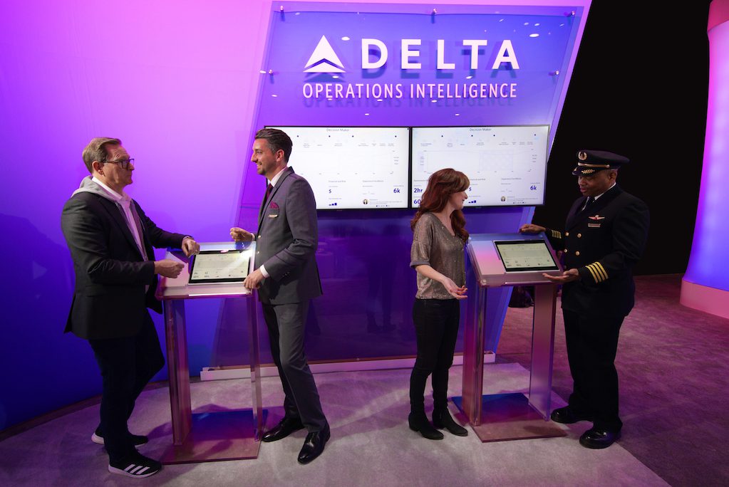 A Delta Air Lines booth at CES. CEO Ed Bastian gave a keynote speech on Tuesday.