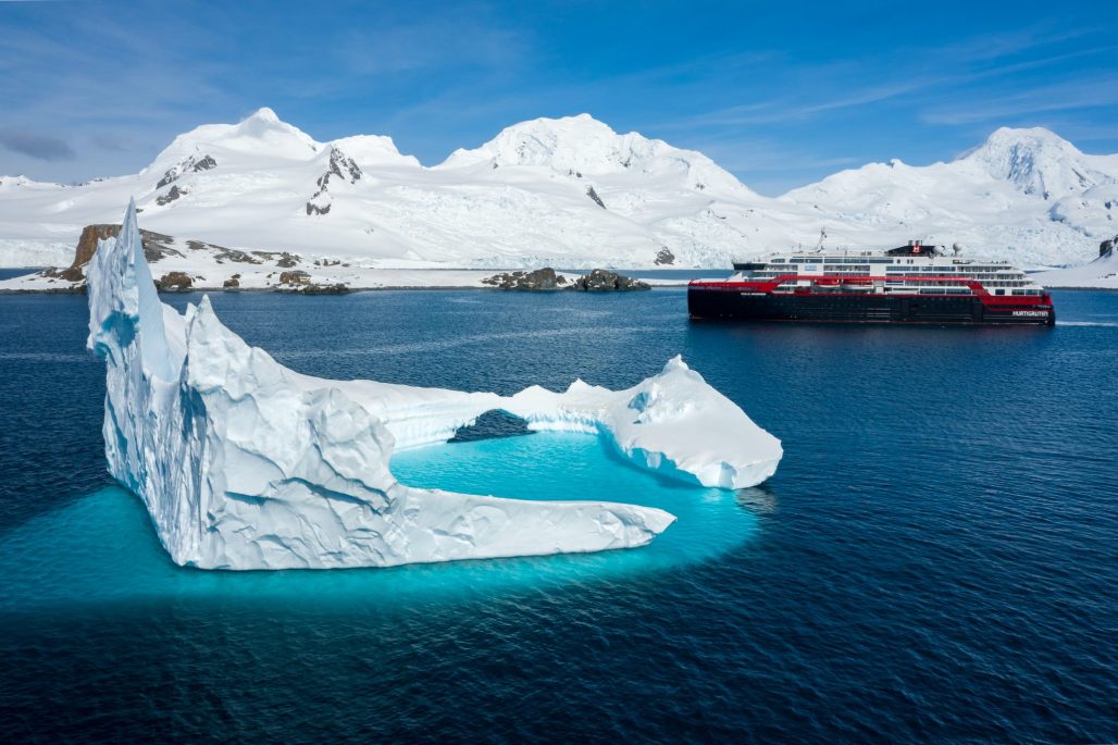 Expedition cruises such as this one on Hurtigruten Cruises' MS Road Amundsen in the Antarctic are popular among travelers during this year's wave season.