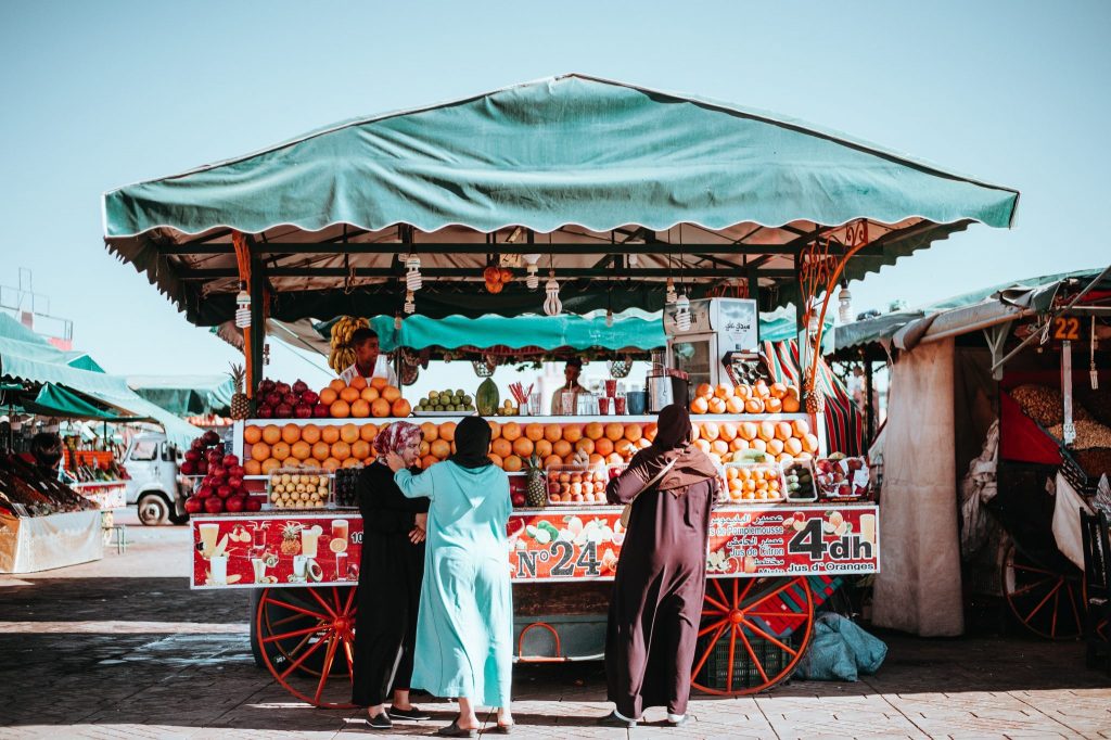 A fruit stall at an open-air market in Marrakesh. The growing demand in food tourism presents an opportunity for travel advisors to diversify offerings for these travel experiences.