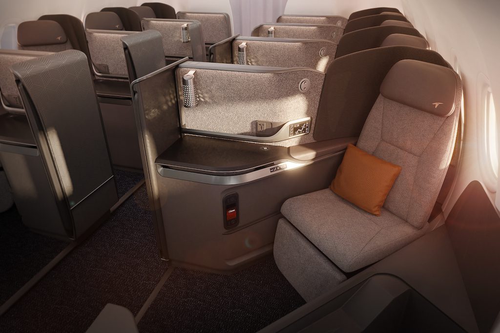 This seat, by Thompson Aero Seating, may seem no different than products that have been on the market for years. But it is innovative, because no manufacturer had figured out to put an efficient all-aisle access seat on a narrowbody jet. 
