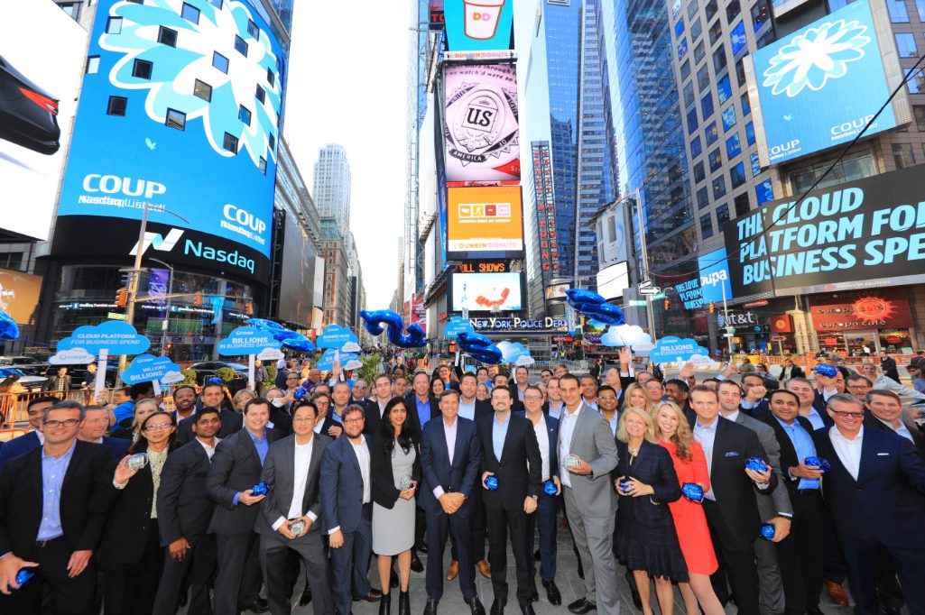 In October 2016, Coupa employees gathered in New York City's Times Square to celebrate the company's debut on the stock exchange. In January 2020, Coupa acquired Yapta, a service for tracking travel price changes and rebooking trips automatically if airfares or hotel rates dropped.
