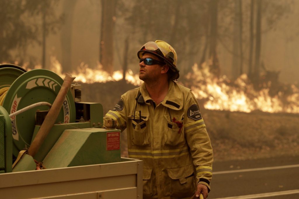 A firefighter at work in Australia. 