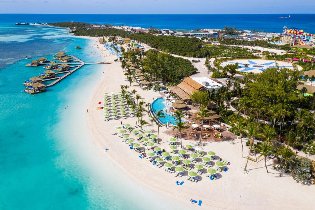 Royal Caribbean's Perfect Day at Coco Cay features a mix of beach activities and theme park-style experiences. 