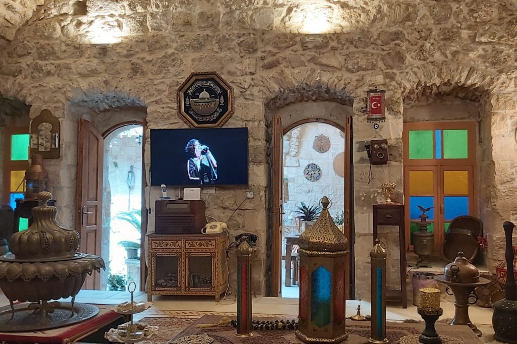 An old ottoman home (pictured here) that was renovated in the old city of Jenin, in the West Bank, Palestine, and is now a tourist attraction. A small ottoman flag hangs on the wall. It's called Beit Zaman in Arabic (translates to Home of the Past in English). 