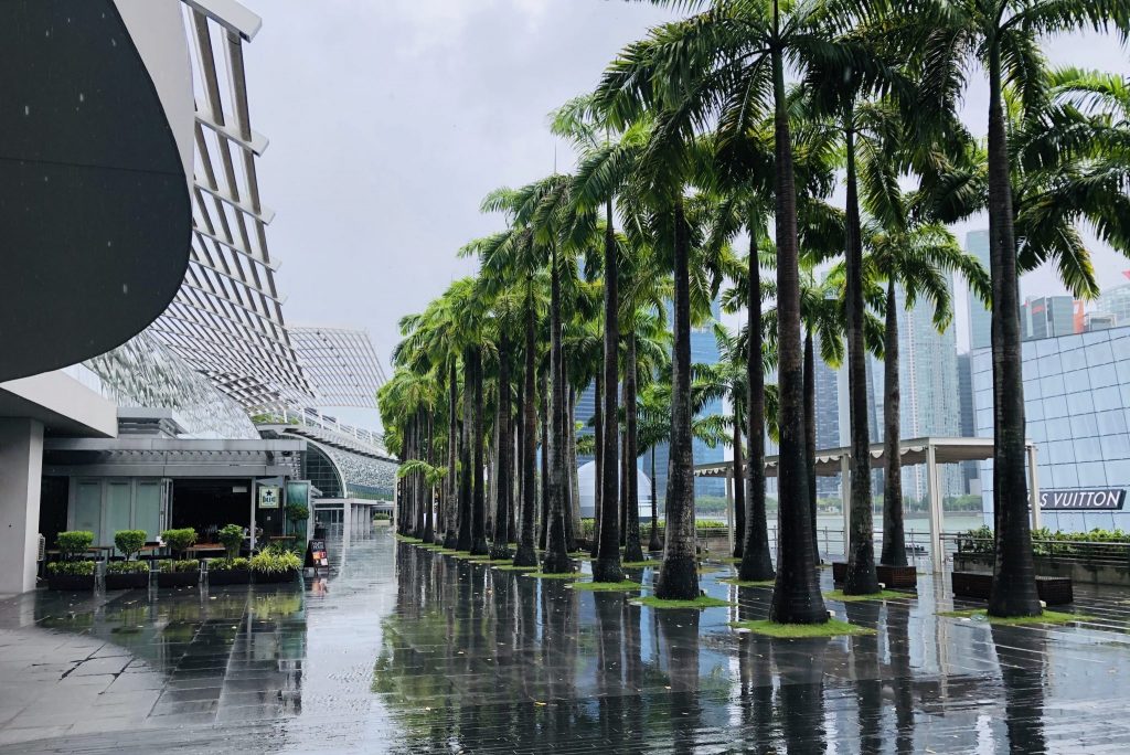 Outside Marina Bay Sands Singapore on February 9: Fewer tourists in the city, which has also imposed a blanket ban on Chinese arrivals.