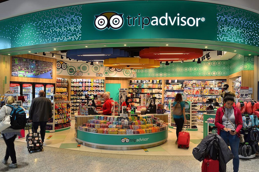 Shown here is a Tripadvisor store at Toronto airport.