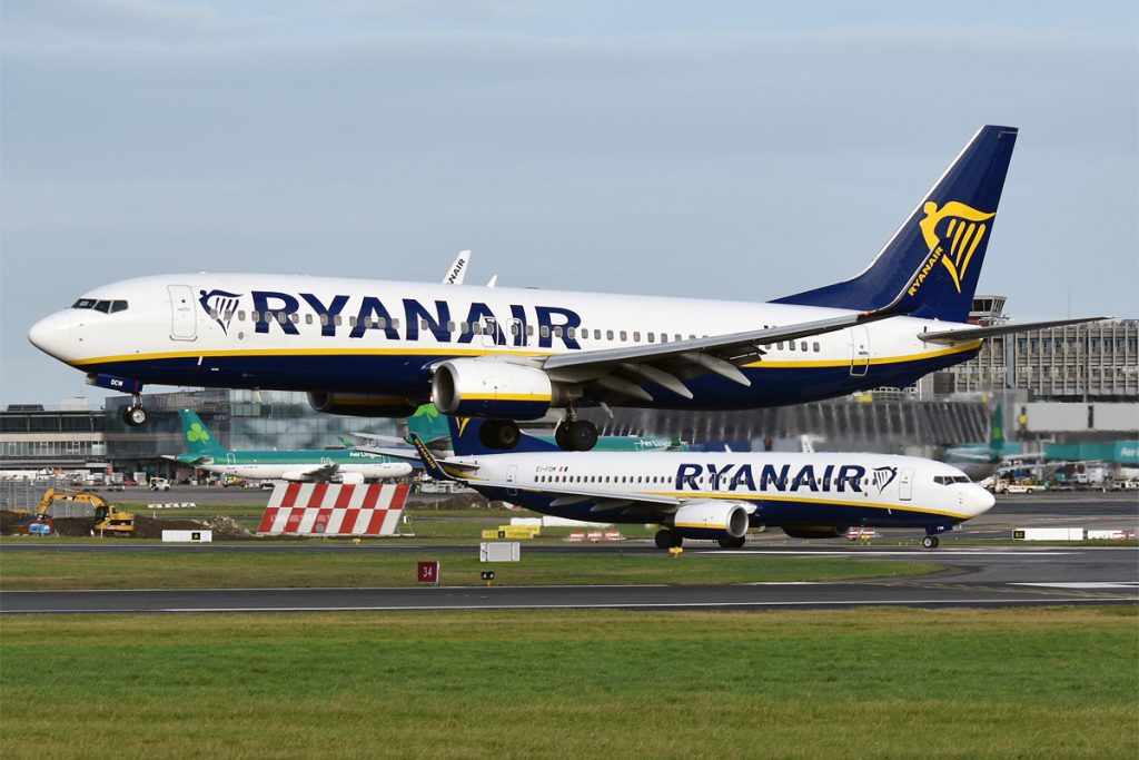 Ryanair aircraft. The airline is forcing South Africans headed to the UK to take a test in Afrikaans.