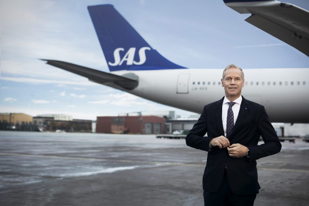 SAS CEO Rickard Gustafson. The company reported its first-quarter results on Wednesday.