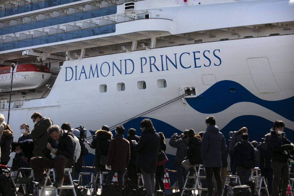 The Diamond Princess, a Carnival-owned vessel, in quarantine in Yokohama, Japan, due to the coronavirus outbreak.
