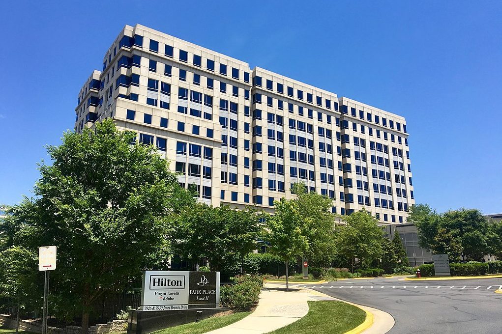 Hilton's global headquarters in Tysons, Virginia. The hospitality giant announced Monday a plan to find temporary work for furloughed employees. 
