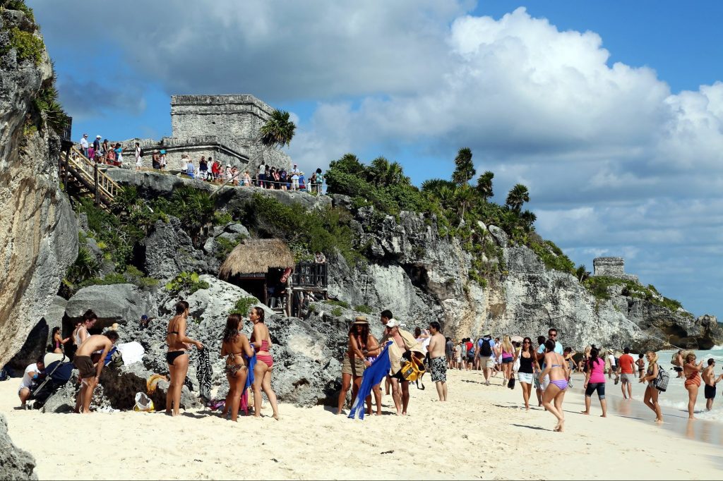 A train project that will connect resort destinations along the Yucatan Peninsula, like Tulum (pictured here), is being eyed by Wall Street giant BlackRock. 