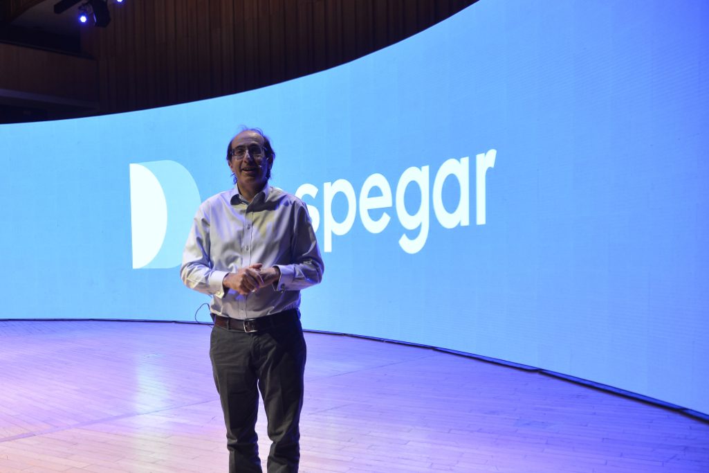 CEO Despegar Damián Scokin is shown here hosting an all-employee meeting in Buenos Aires in December 2019. The company is seeing travel demand accelerate so far in 2023.