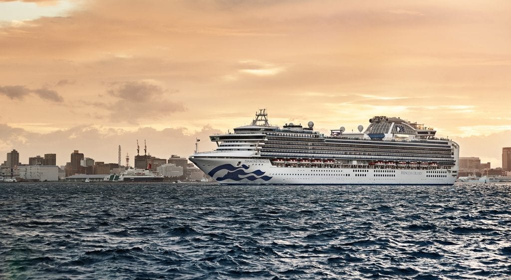 The Diamond Princess in Yokohama, Japan. Princess Cruises, owned by Carnival Corp., is at the center of the coronavirus fallout.