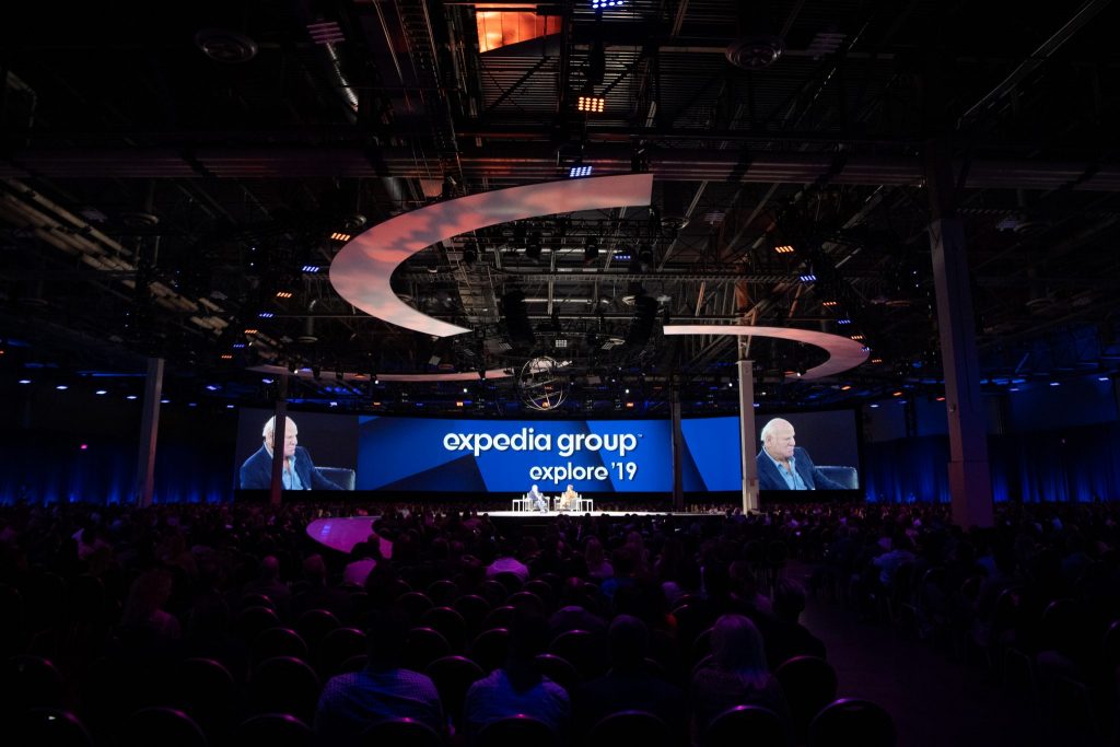 With Expedia Group employees and partners in attendance, Good Morning American anchor Robin Roberts interviewed Expedia Group Chairman Barry Diller on stage at the Expedia Explore '19 conference in Las Vegas November 14, 2019.