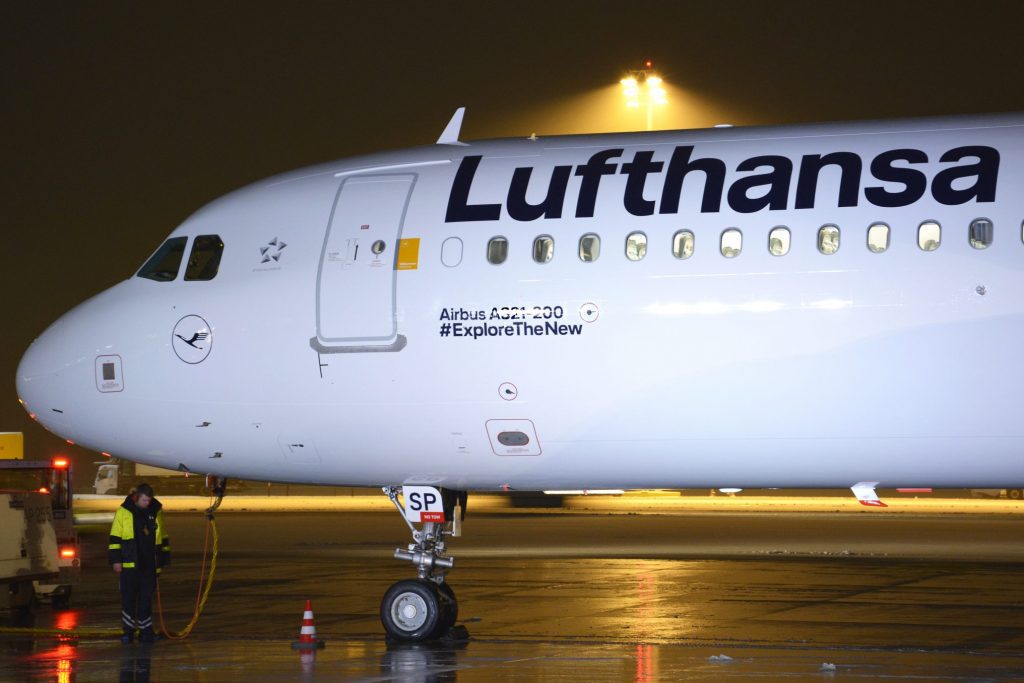 A Lufthansa aircraft. The airline is cutting around 95 percent of its flight capacity.