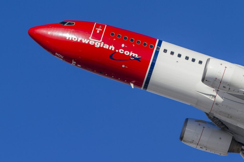 A Norwegian Air 737-800. The carrier has secured the first tranche of a cash infusion.