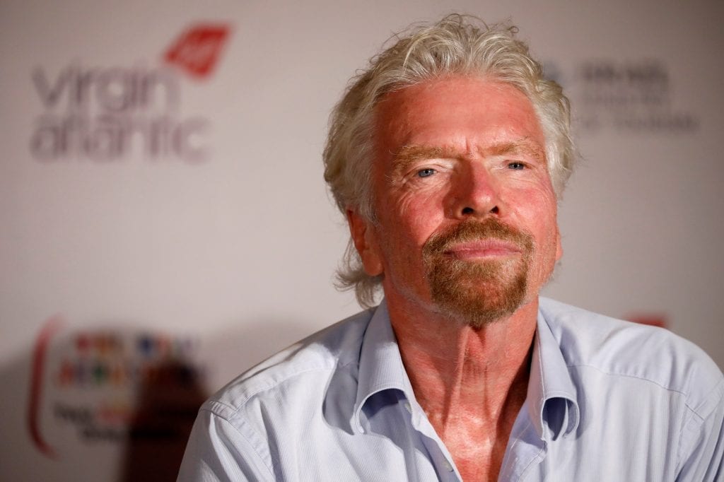 Virgin's Richard Branson attends a news conference after landing at the Ben Gurion international airport near Tel Aviv, Israel in 2019. Branson's Virgin Atlantic is struggling to deal with the coronavirus outbreak.