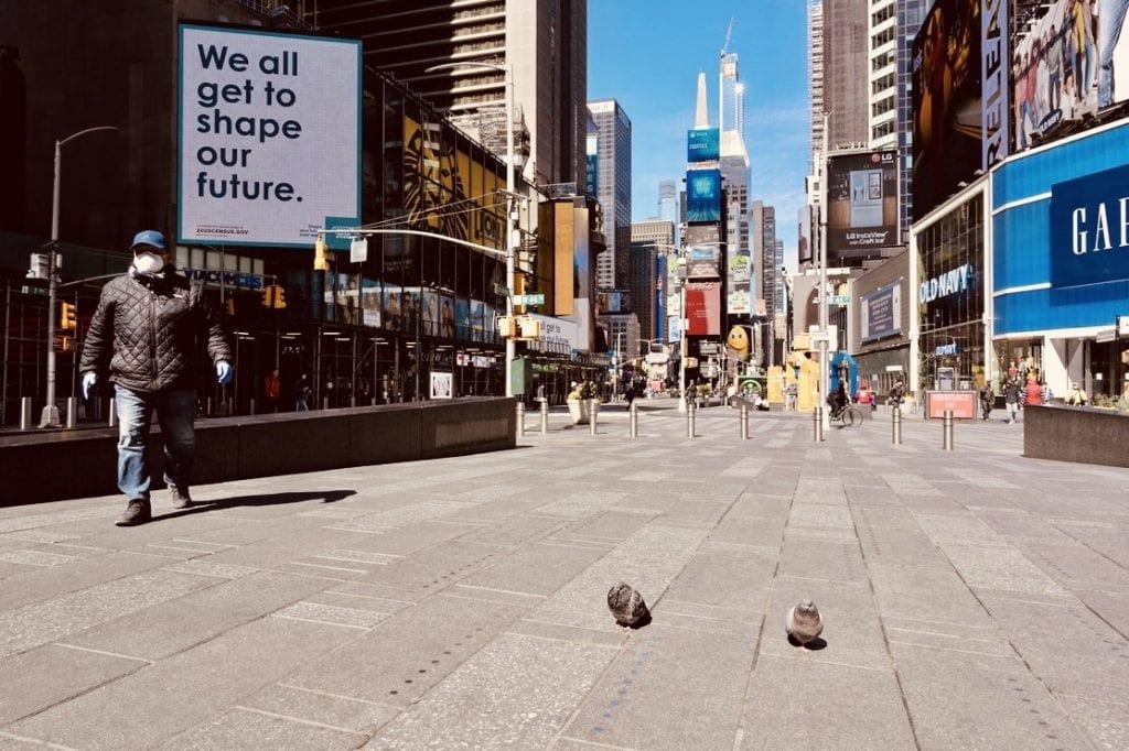 An abandoned Times Square in New York during the coronavirus outbreak quarantine.