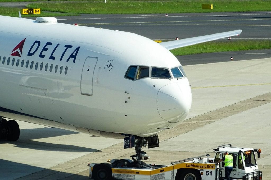 Delta aircraft on tarmac