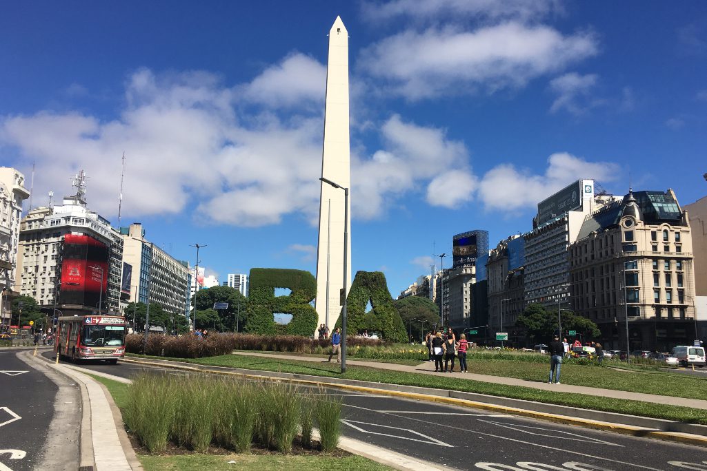 A view of an obelisk in central Buenos Aires, the capital of Argentina and the home of the online travel agency Despegar.  