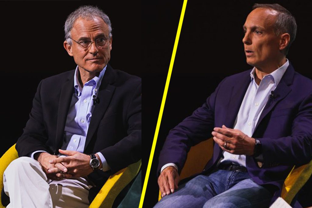 Tripadvisor CEO Steve Kaufer (left) and Booking Holdings CEO Glenn Fogel appeared separately at the Skift Global Forum in New York City in 2019.